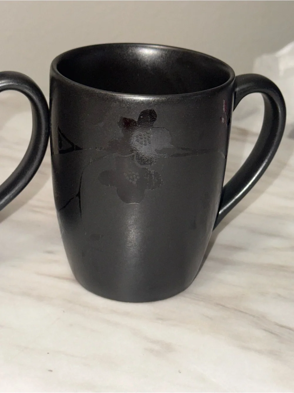 Target Stoneware Black Floral Coffee Mug Set 2pc 14 fl oz DW/MW/Oven Safe